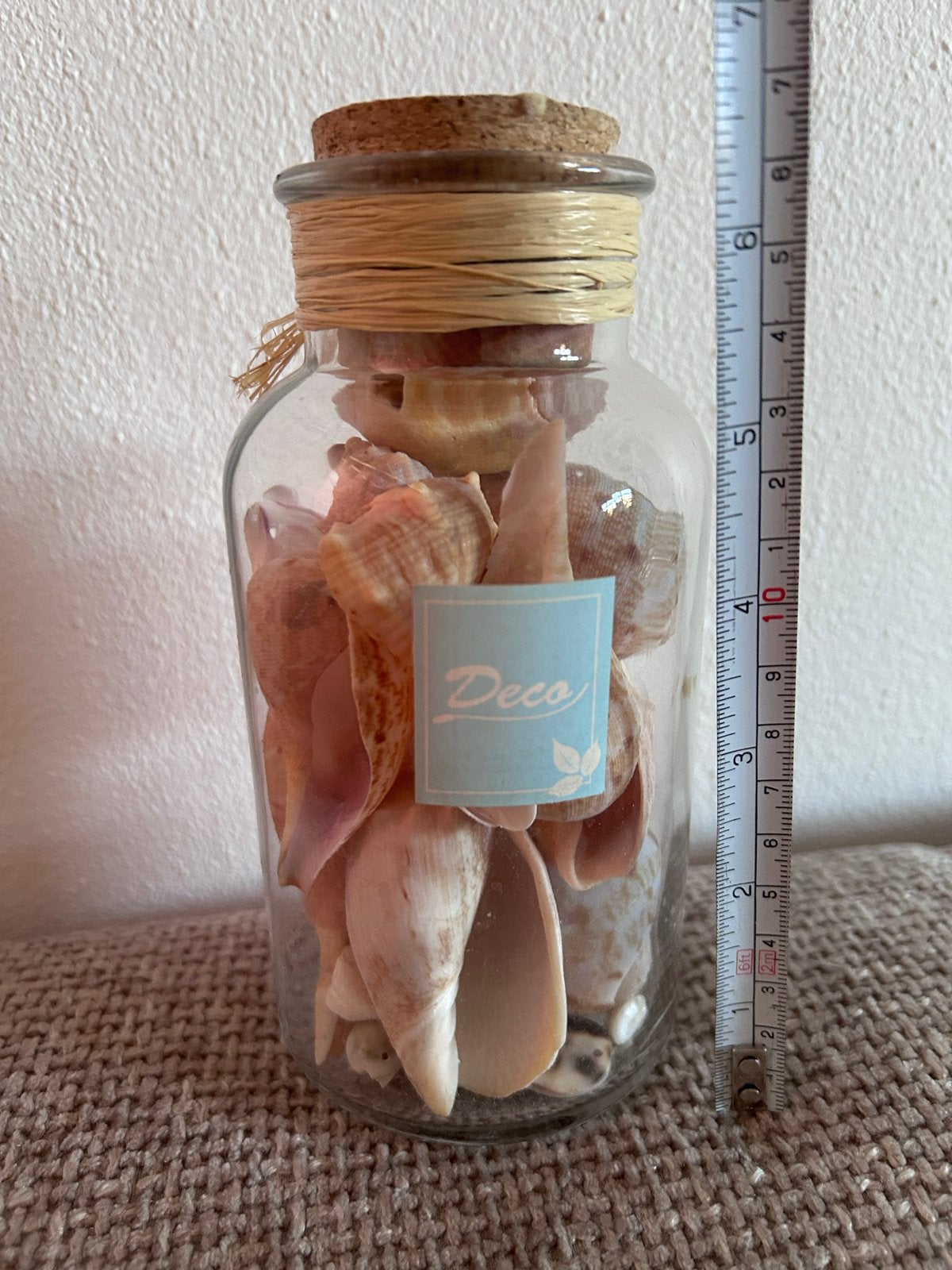 Glazen pot met schelpen - Decoratieve fles, Meerkleurig, Nieuw, Ophalen of Verzenden, Landelijk