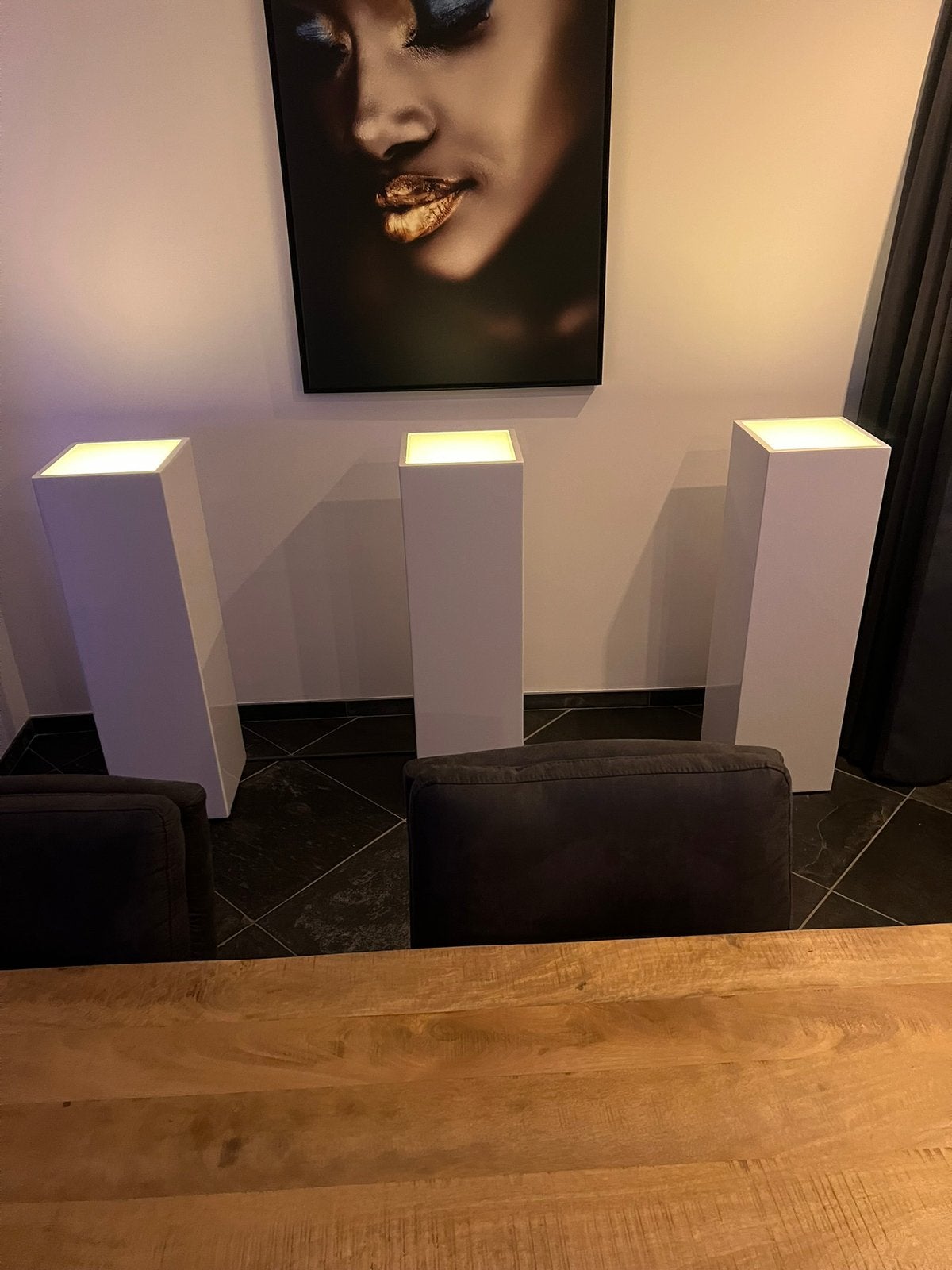Set van 3 witte vierkante zuilen inclusief verlichting, Ophalen, Zo goed als nieuw