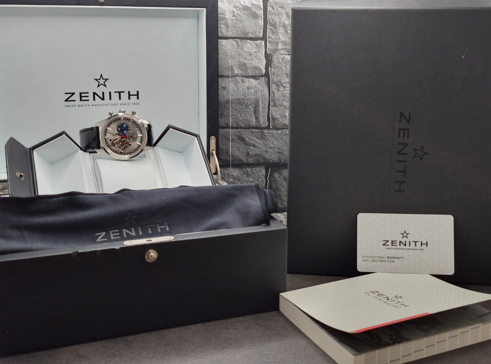 Zenith El Primero Chronomaster automatic, full set 2014, Overige merken, Leer, Zwitserland, Staal