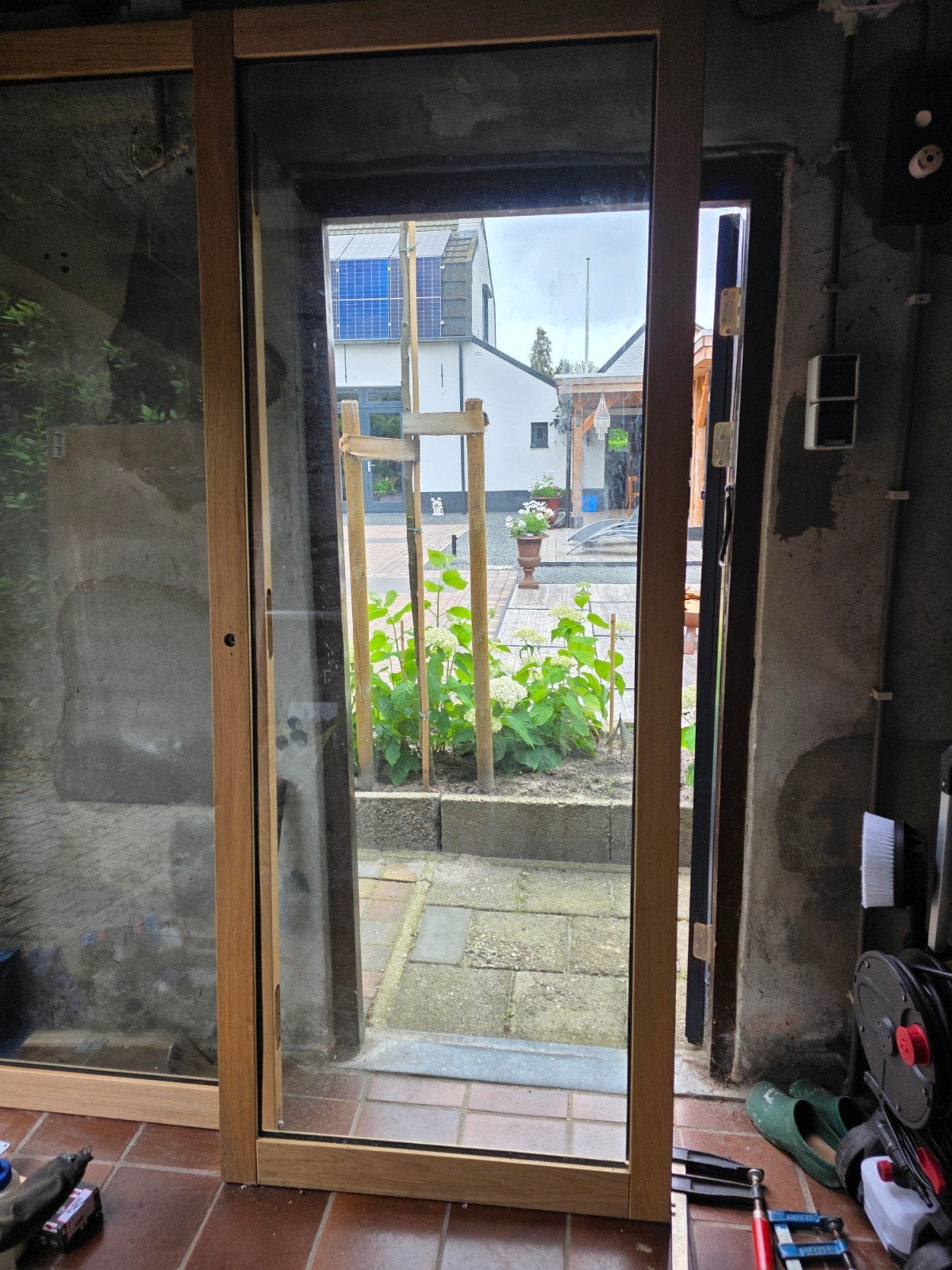 Eiken binnen deur met gelaagd glas, Doe-het-zelf en Verbouw, Glas en Ramen, Ophalen of Verzenden, Glasplaat, 160 cm of meer