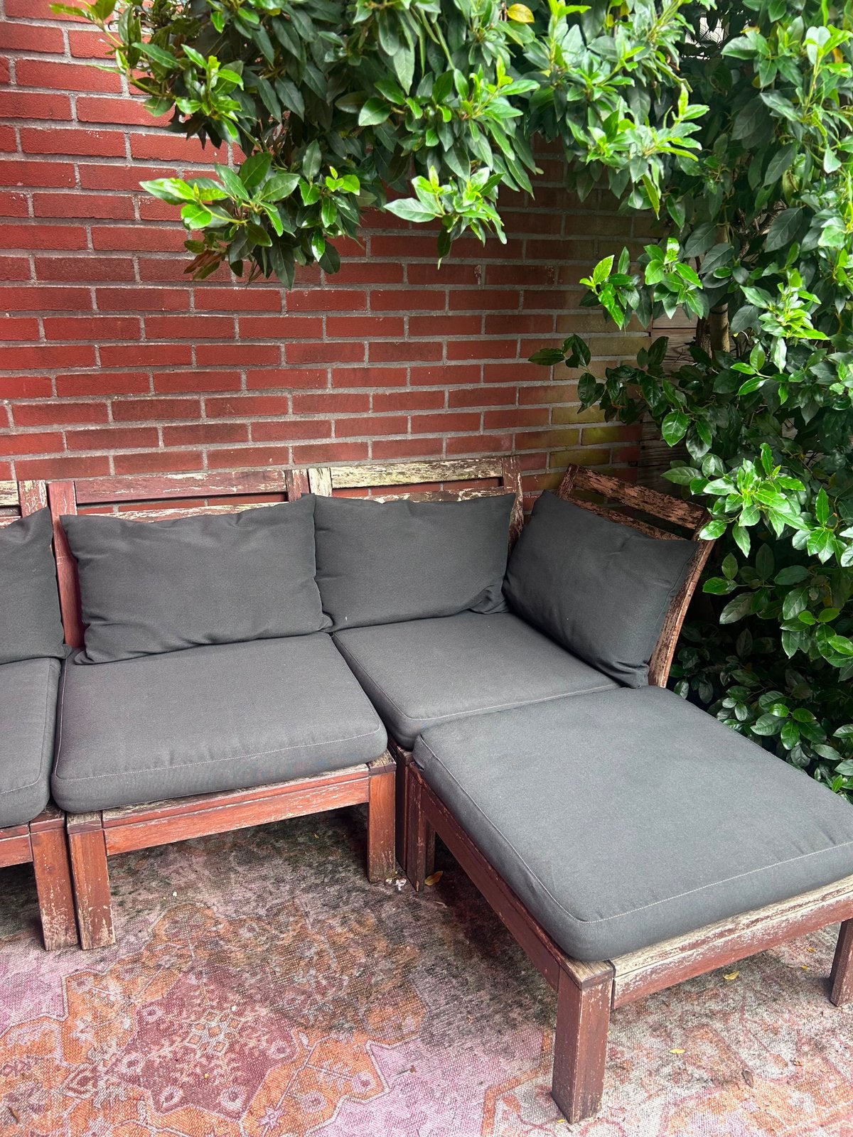 Loungeset Ikea Applaro met kussens, Tuin en Terras, Tuinsets en Loungesets, Ophalen, 4 zitplaatsen, Gebruikt, Loungeset