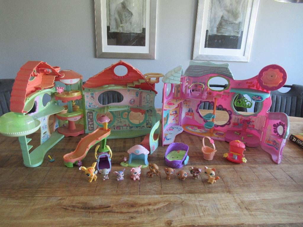 Veel Littlest Litle Pet Shop huis met dieren glijbaan (A), Ophalen of Verzenden, Gebruikt