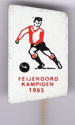Feijenoord kampioen 1965 blik speldje ( Y_050), Verzamelen, Ophalen of Verzenden, Gebruikt, Sport, Speldje of Pin