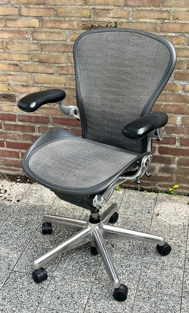 Herman Miller Aeron Classic Chroom burostoel, Huis en Inrichting, Bureaustoelen, Ophalen, Gebruikt, Zwart, Bureaustoel