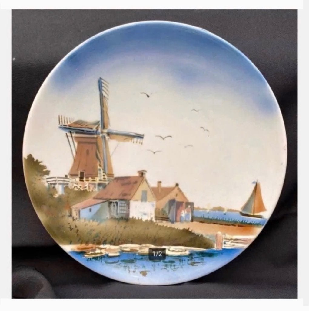 Aardewerk bord hollands landschap diam. 24 cm, Antiek en Kunst, Ophalen of Verzenden
