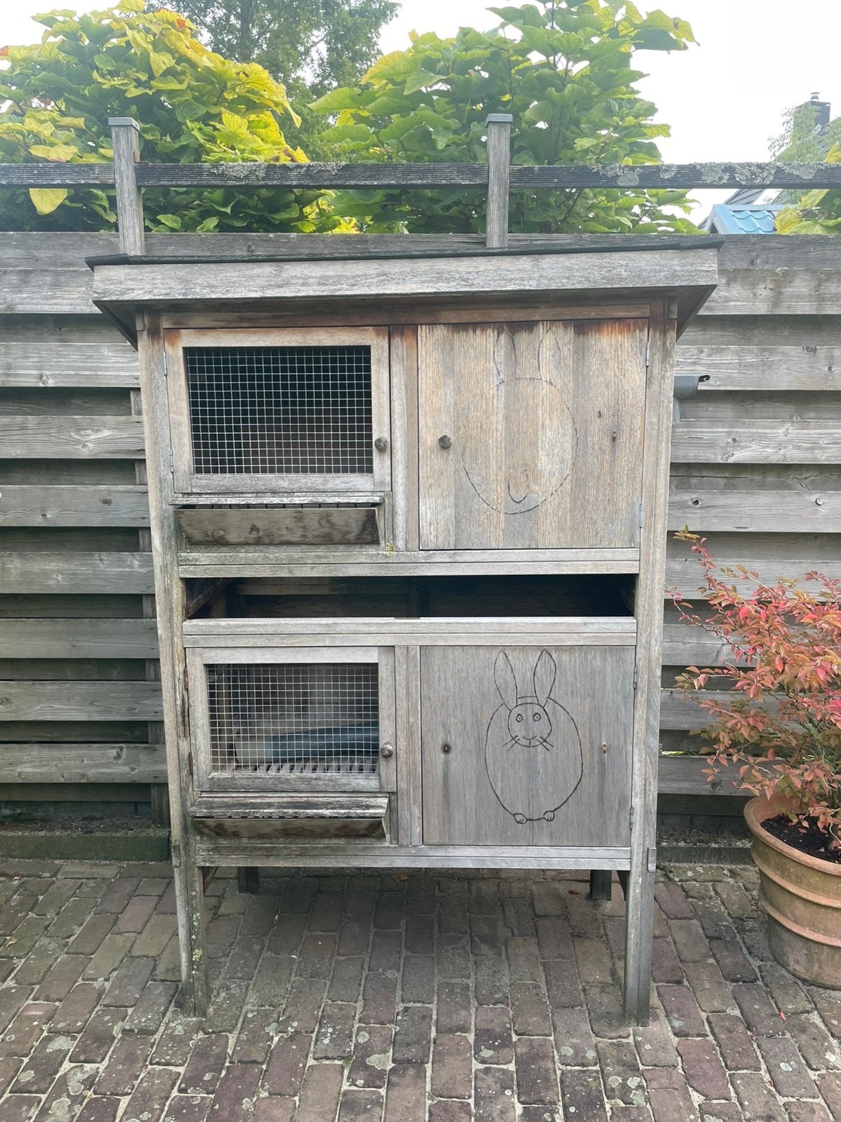 Ruim Dubbel konijnenhok, Ophalen, 90 cm of meer, Konijn, Hok