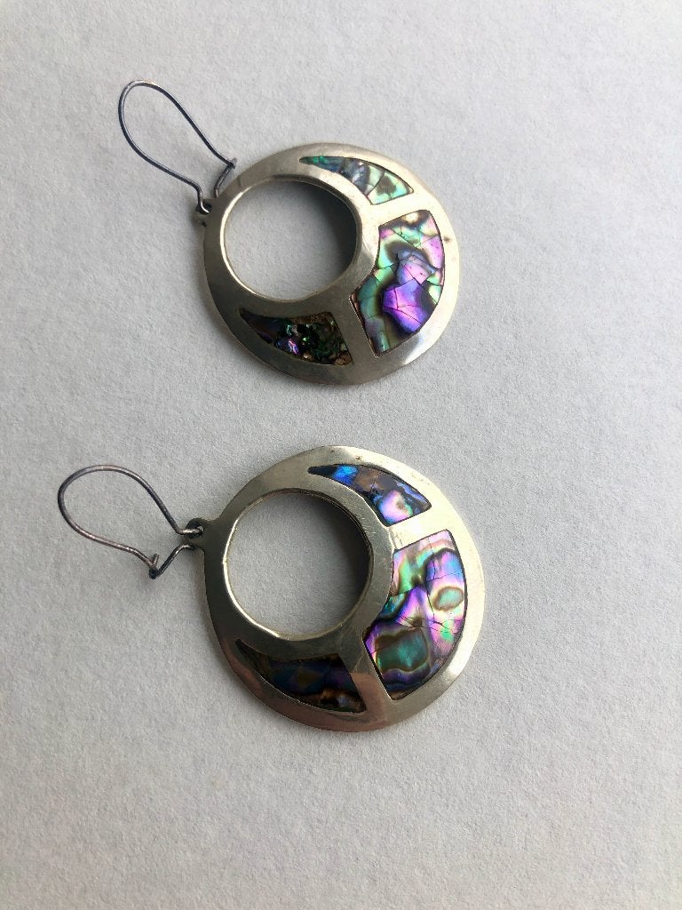 Vintage Mexicaanse Alpaca Zilveren Oorbellen, Sieraden, Tassen en Uiterlijk, Ophalen of Verzenden, Zilver, Zilver, Hangers
