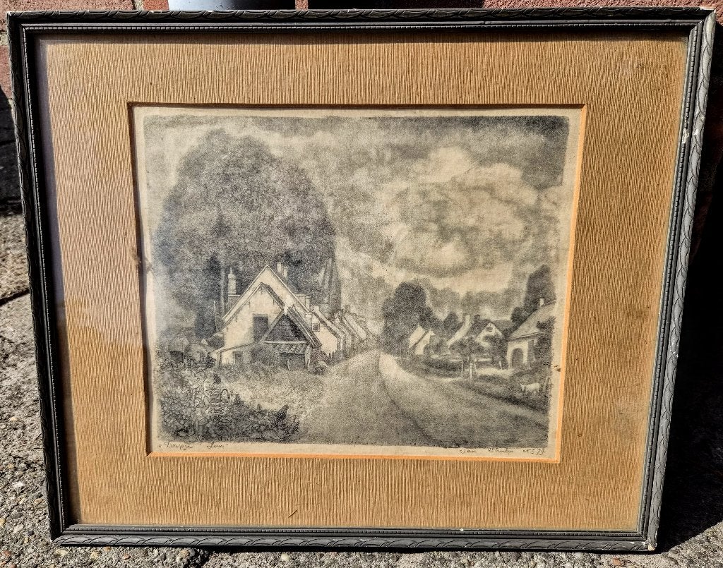Jan STRUBE (1892-1985) Dorpje Leur ~1930 litho, hand gesign., Genummerd, Ophalen of Verzenden, Landschappen, Lithografie