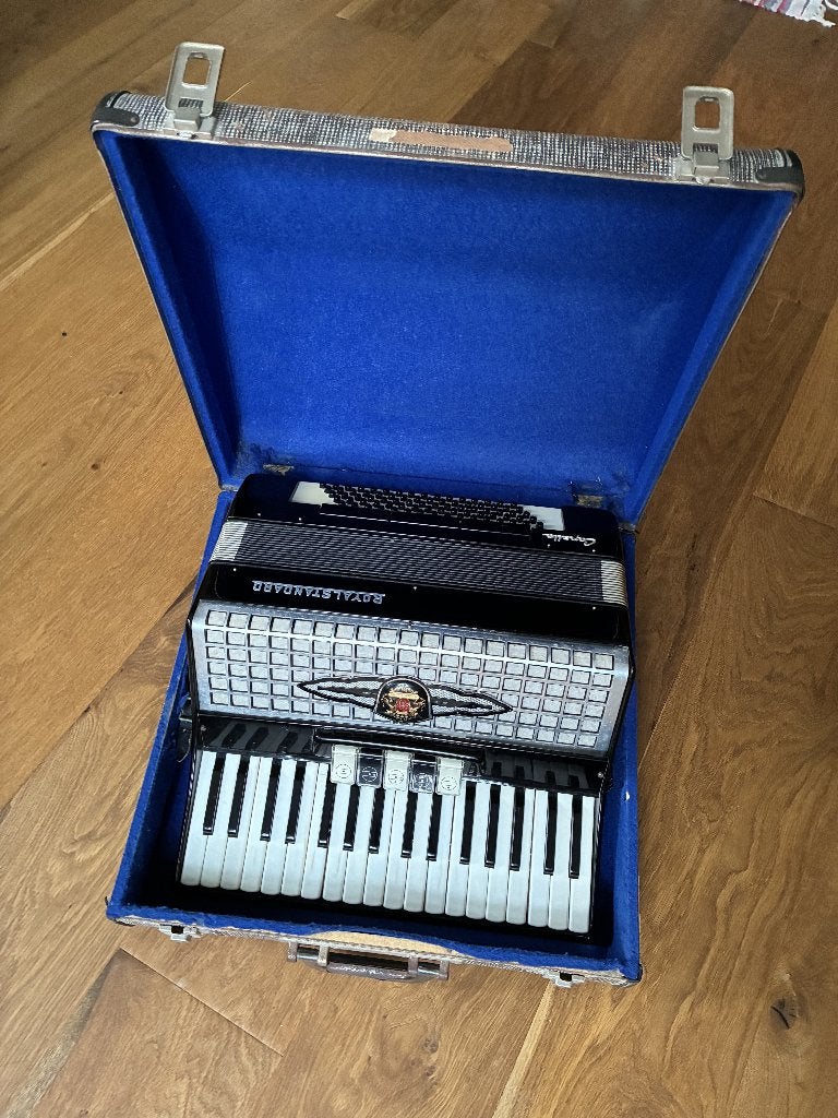 Vintage Accordeon, Gebruikt, 80-bas, Met koffer, Toetsaccordeon