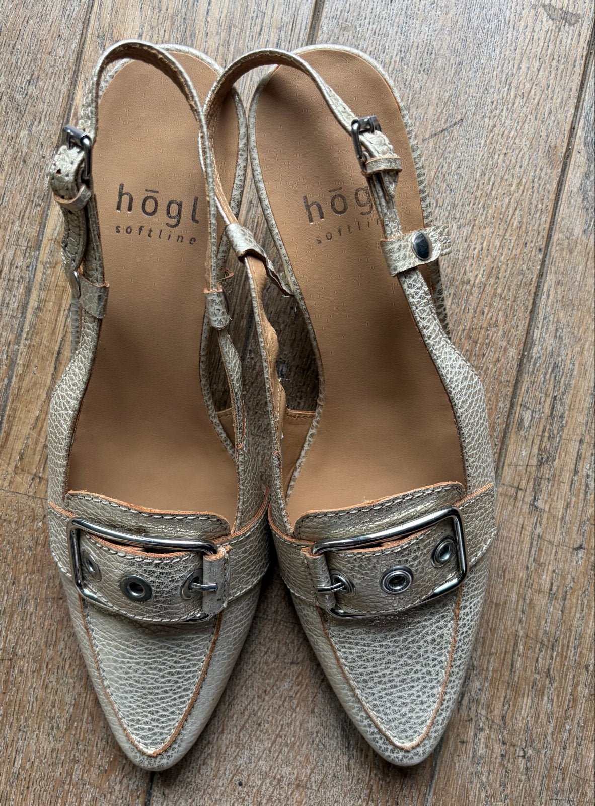 Högl Softline leren pumps metallic structuur gesp maat 37, Ophalen of Verzenden, Zo goed als nieuw, Overige kleuren, Pumps