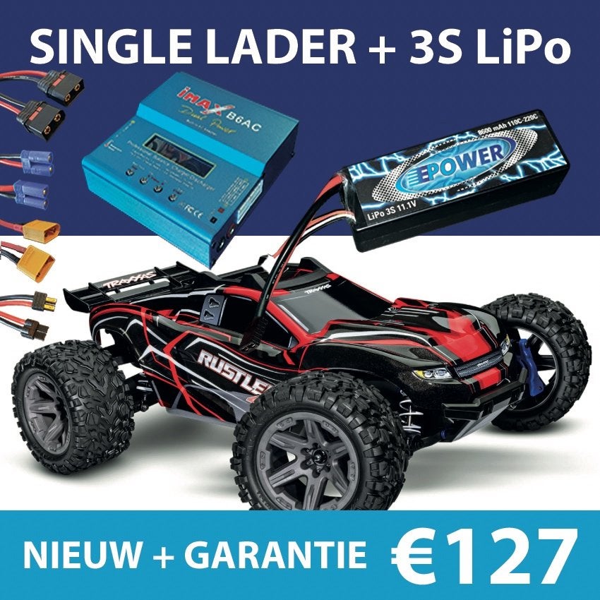 AANBIEDING voor Traxxas Rustler 4WD lipo + lader €127 NIEUW!, Elektro, Nieuw, Ophalen of Verzenden, Schaal 1:10