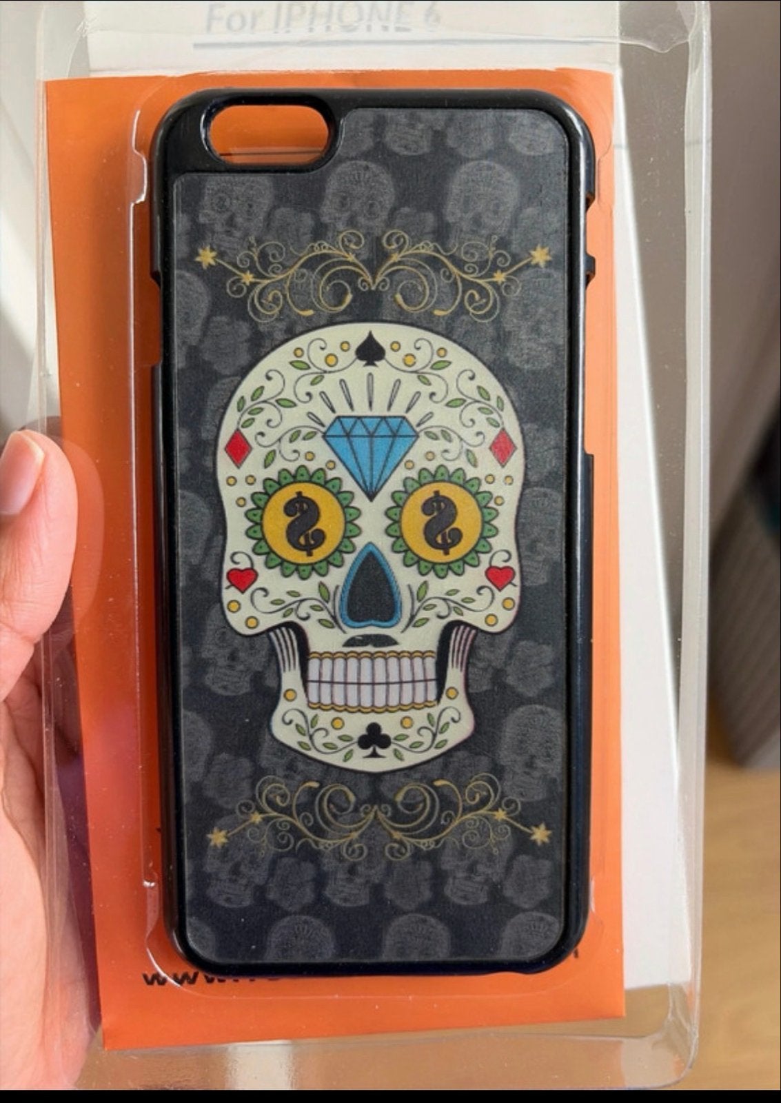iPhone 6 Back Cover 3D met Sugar Skull Design, Telecommunicatie, IPhone 6, Zwart, Nieuw, Hoesje of Tasje