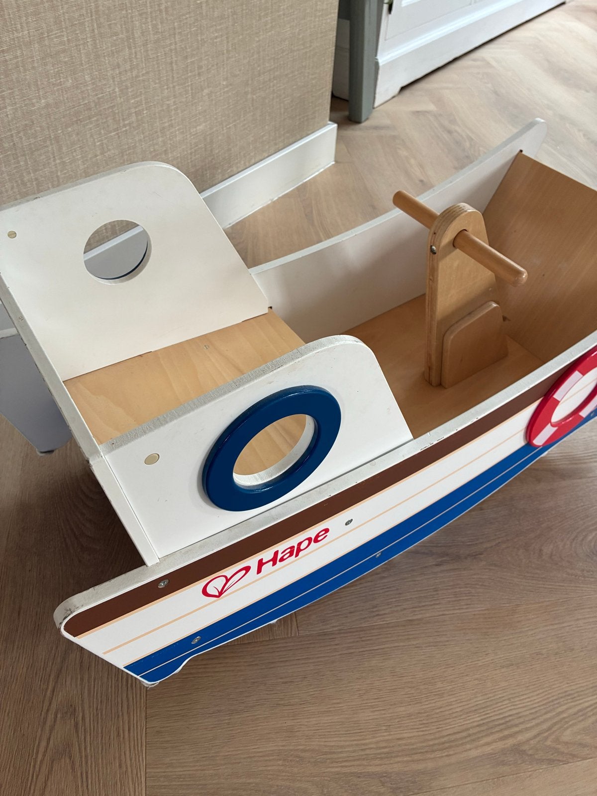 Hape houten schommelboot, Ophalen, Gebruikt, Jongen of Meisje