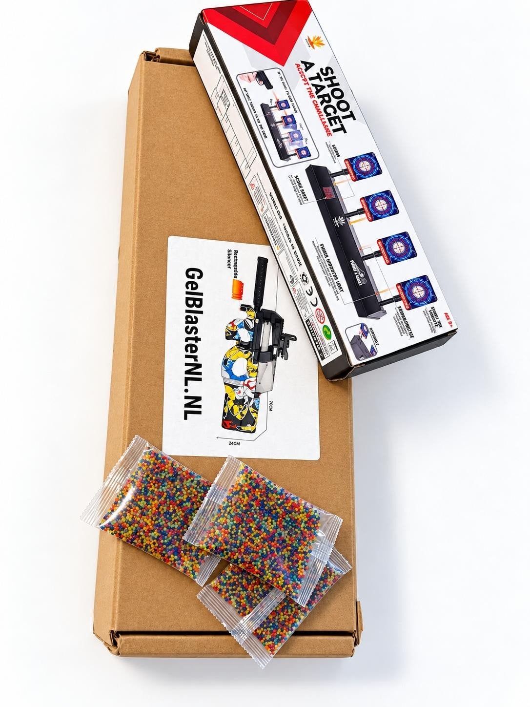 Gelblaster set met elektronisch schietdoel + 30.k gelballet, Ophalen, Zo goed als nieuw