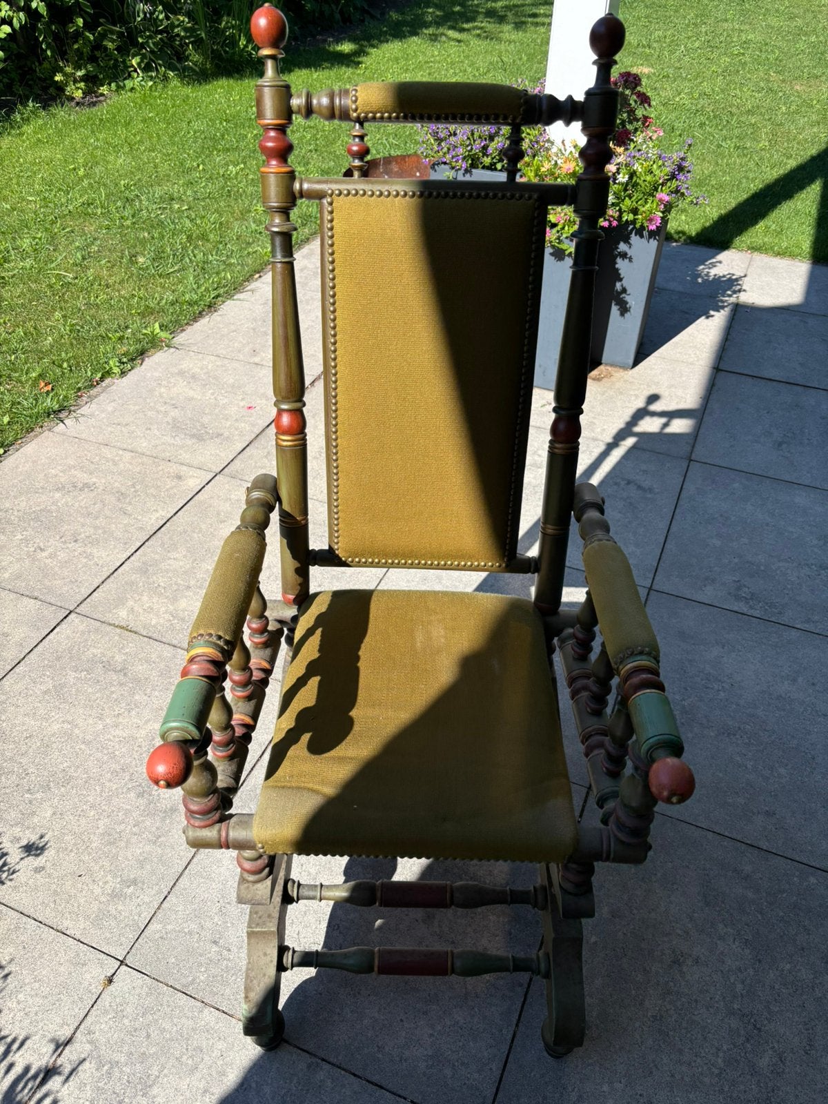 Vintage Scandinavische volkskunst schommelstoel kunst stoel, Volkskunst scandinasch, Gebruikt, Overige kleuren, .