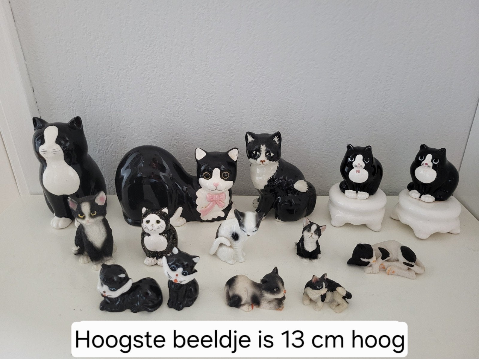 Verzameling zwart-witte katten beeldjes, Ophalen of Verzenden, Zo goed als nieuw, Dier