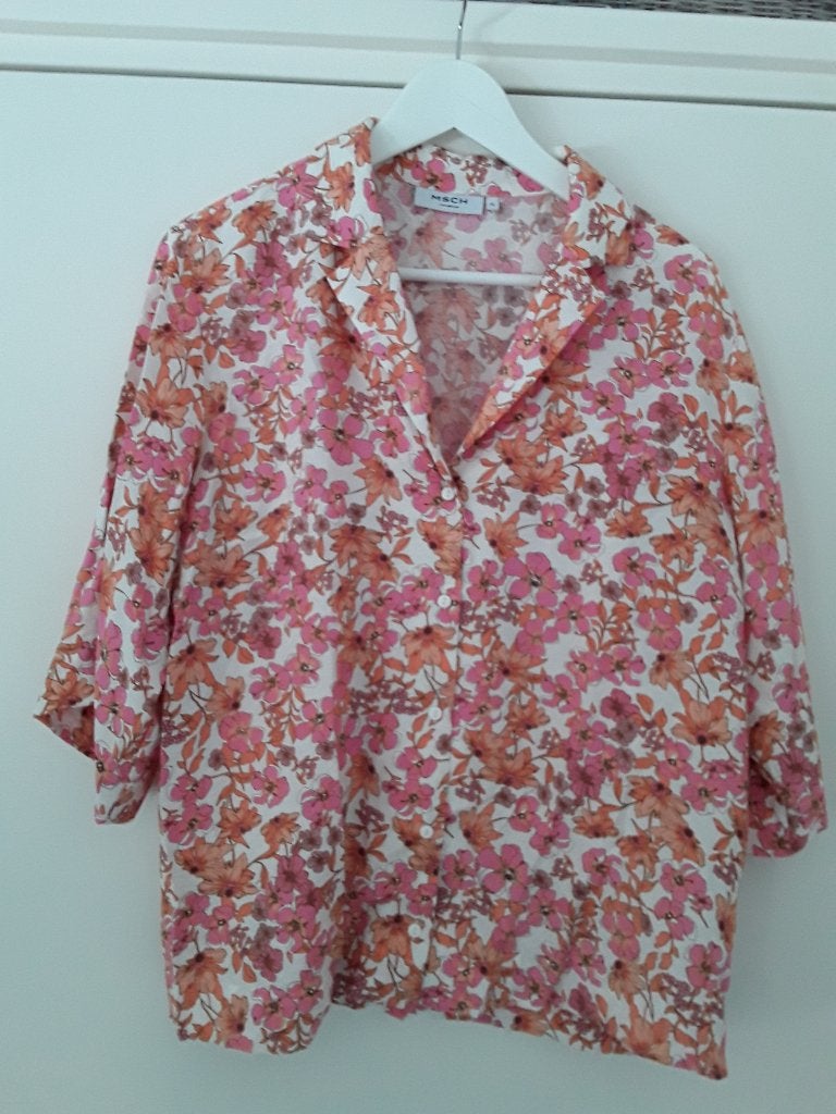 MSCH Copenhagen Roze/Oranje Blouse Met Bloemetjes Maat XL, Kleding | Dames, Msch Copenhagen, Maat 46/48 (XL) of groter, Oranje