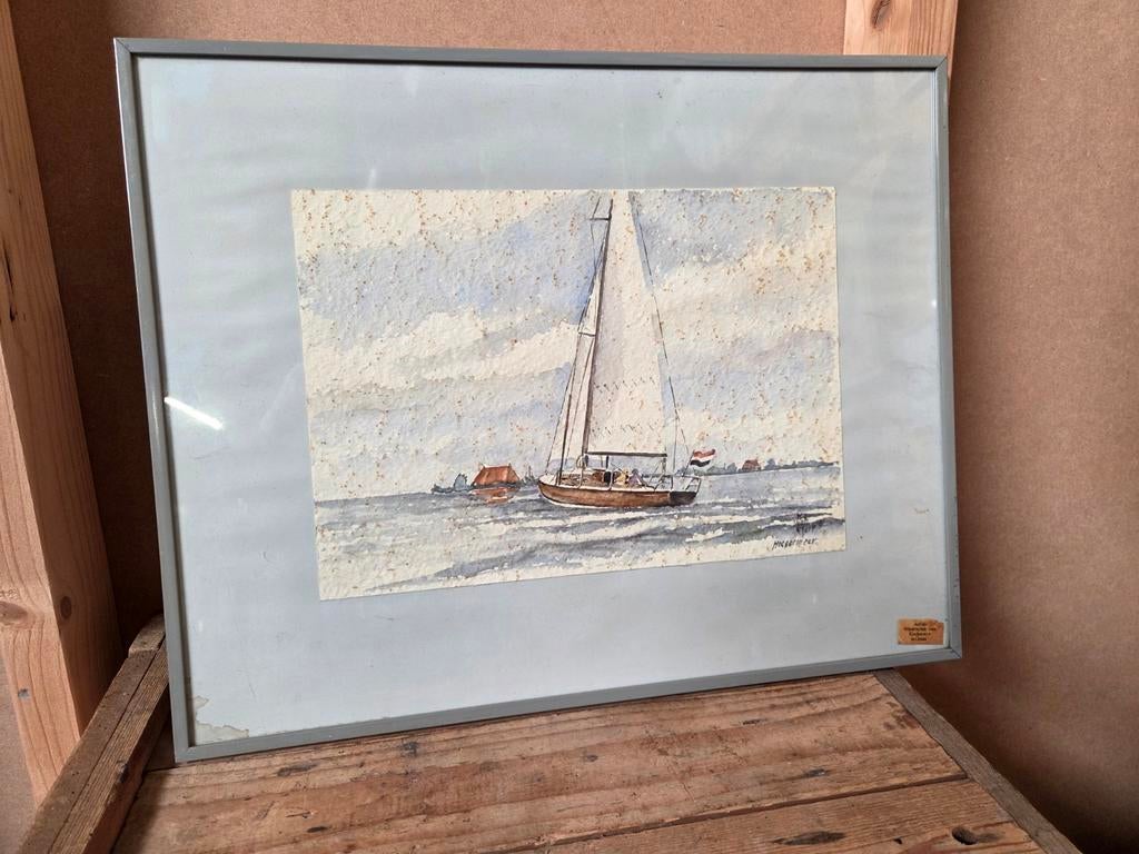 Mooie aquarel van een zeilboot op het Heegermeer, Ophalen of Verzenden
