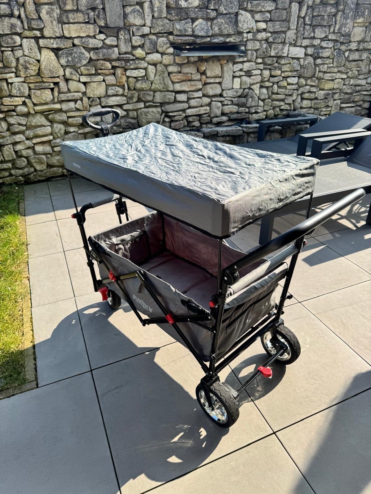 FUXLIFE by FUXTEC CT800 Opvouwbare Bolderkar met Zonnedak, Ophalen, Opvouwbaar, Zo goed als nieuw