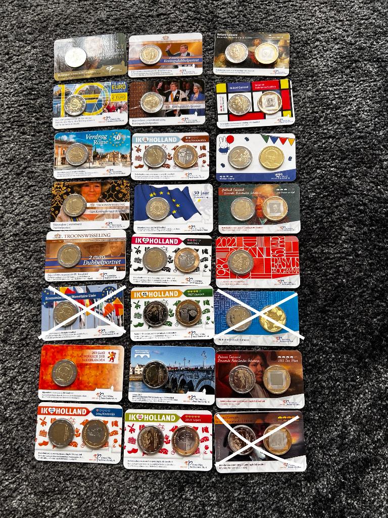 Div. coincards UNC 2 euro Nederland (zie omschrijving), Ophalen of Verzenden, Koningin Beatrix, Euro's, Setje