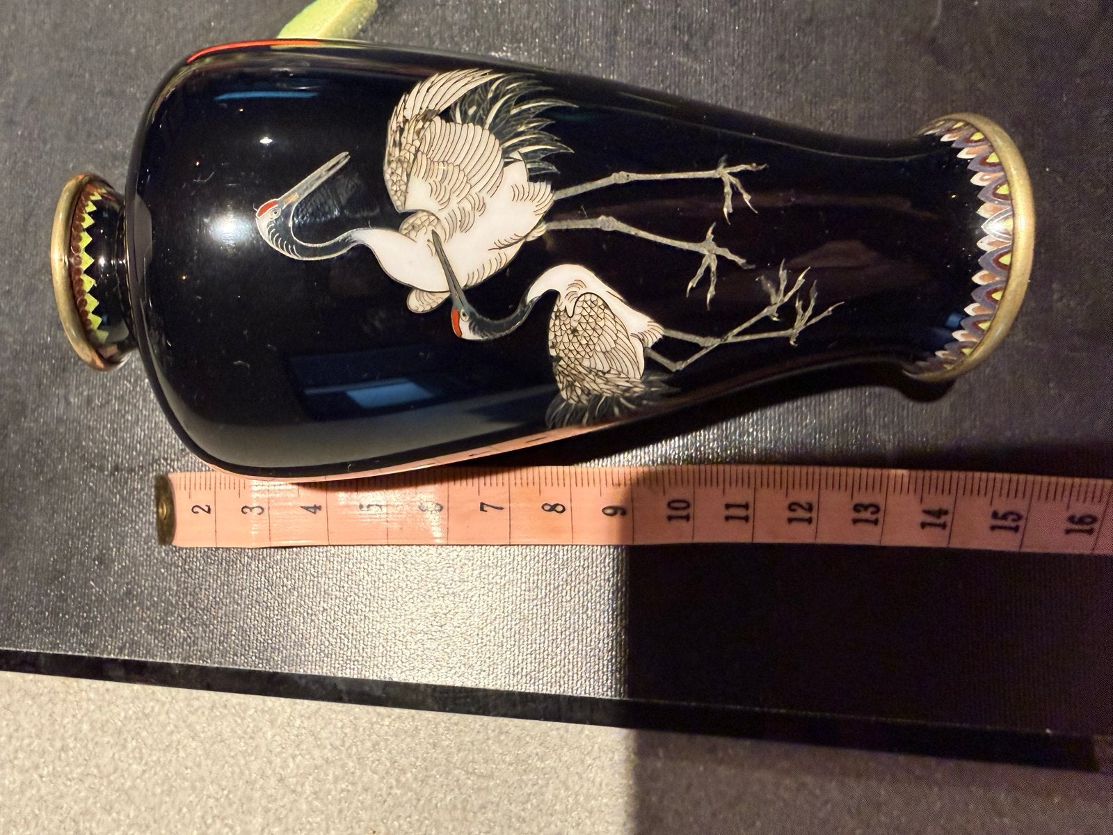 Antieke Chinese Cloisonné Vaas met Kraanvogels, Ophalen of Verzenden