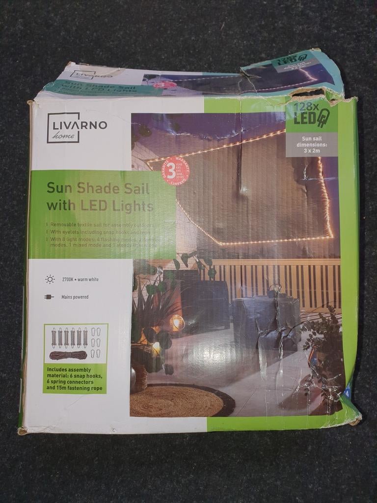 LIVARNO Home Zonnescherm nieuw, met LED Verlichting 3x2m, Overige typen, Ophalen of Verzenden, Zo goed als nieuw, 150 tot 300 cm