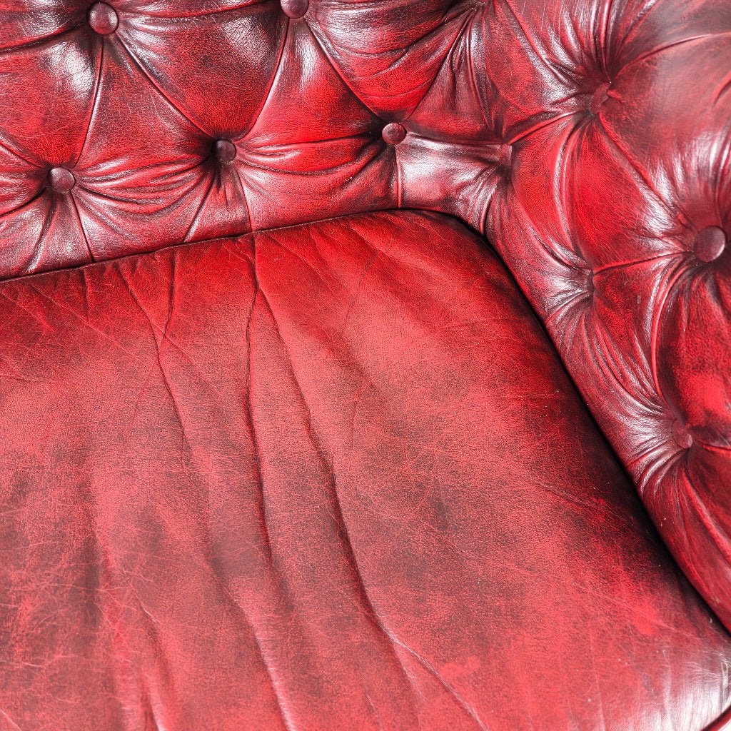 Rode Chesterfield 2-zitsbank – Oxblood leer, Ophalen of Verzenden