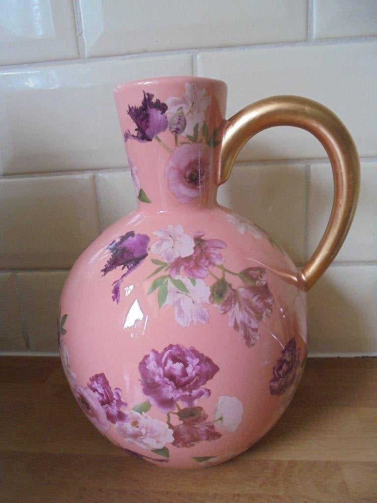 Schitterende vaas rozen roze, Huis en Inrichting, Woonaccessoires | Vazen, Met handvat, Nieuw, Ophalen of Verzenden, Roze
