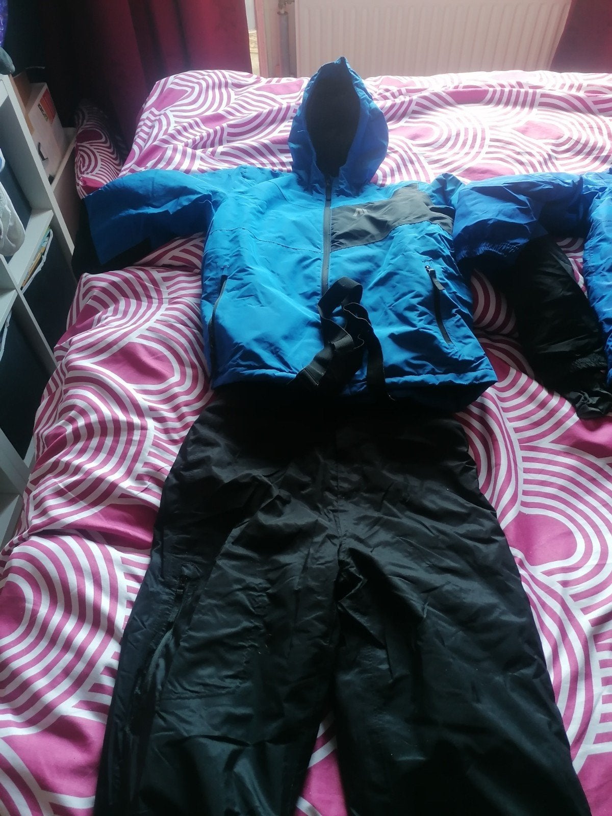 2x Ski-jas en skibroek set - Blauw/Zwart, Ophalen, Gedragen, Overige typen
