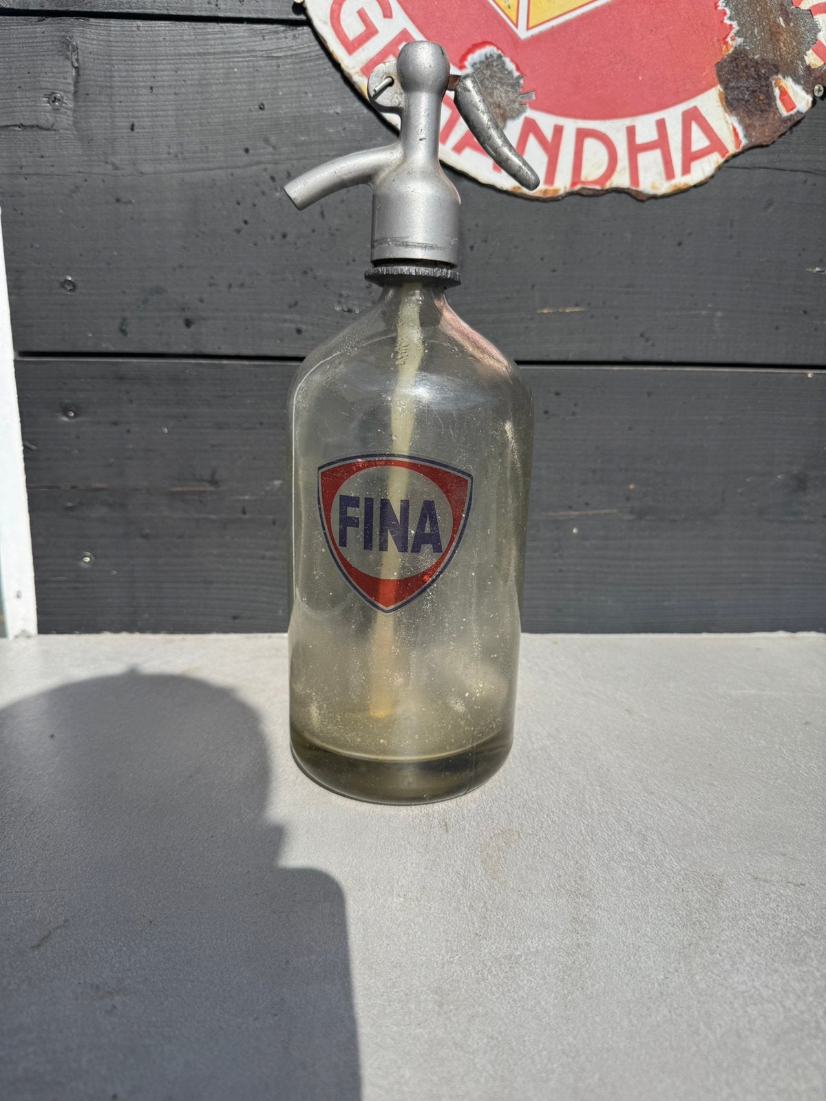 Oude spuitfles met FINA logo, Verzamelen, Ophalen, Zo goed als nieuw