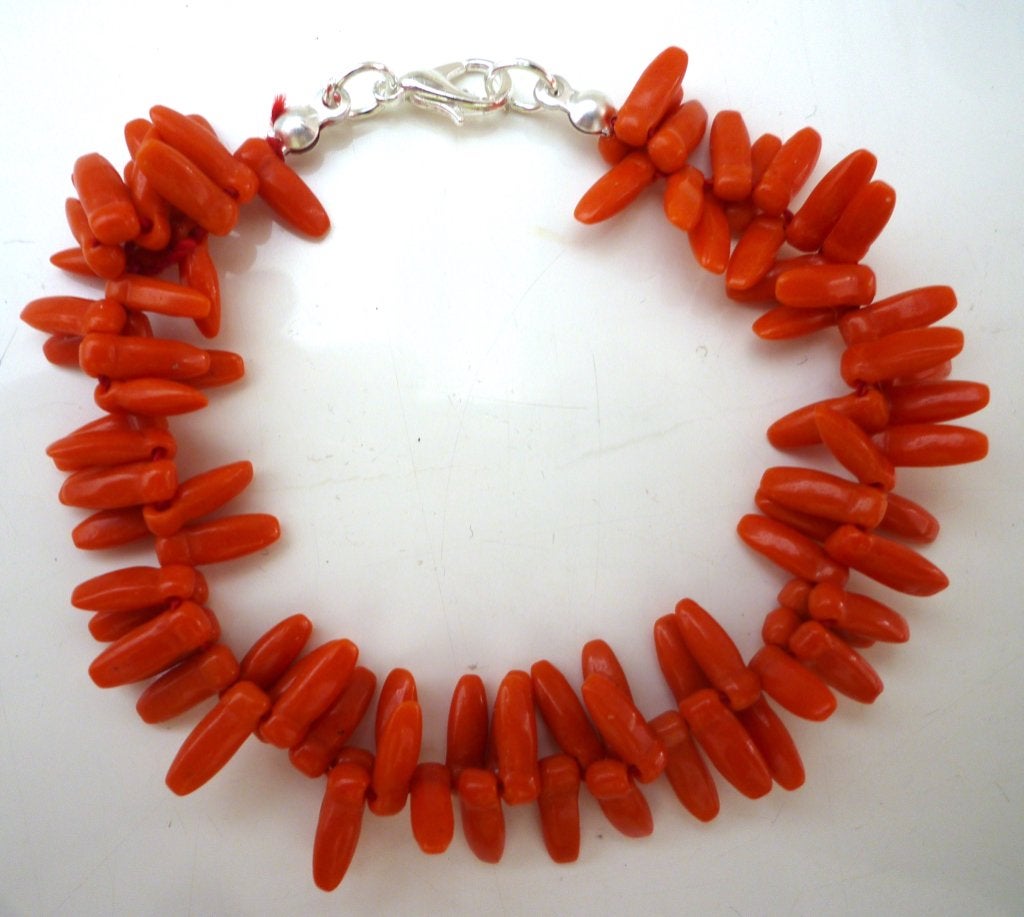 654 bloedkoraal armband, lengte 18,5 cm, (nieuw), Sieraden, Tassen en Uiterlijk, Verzenden, Nieuw, Rood, Overige materialen