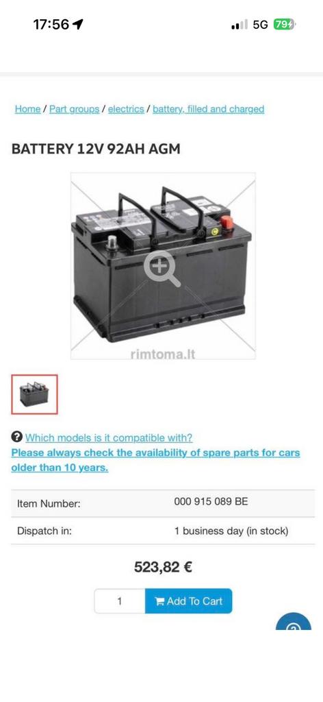 Varta accu met startstop systeem.12v 92ah-AGM 000 915 089 BE, Caravans en Kamperen, Ophalen of Verzenden, Zo goed als nieuw