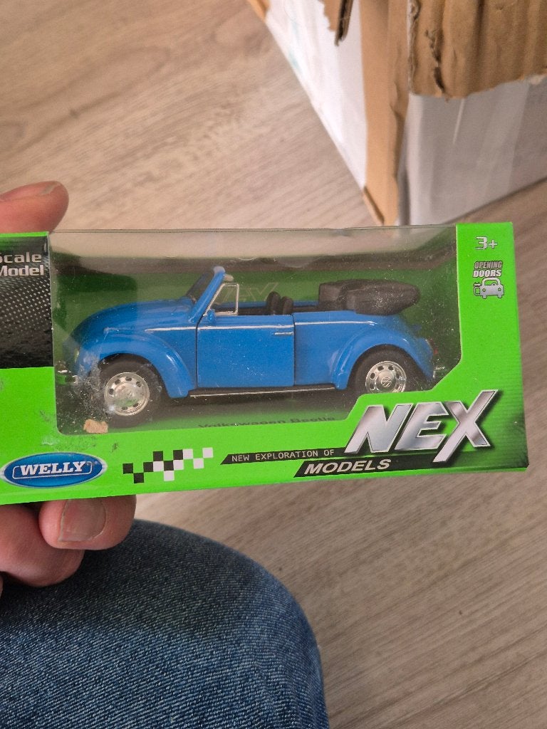 welly nex volkswagen kever cabriolet blauw, Ophalen of Verzenden, Nieuw, Auto