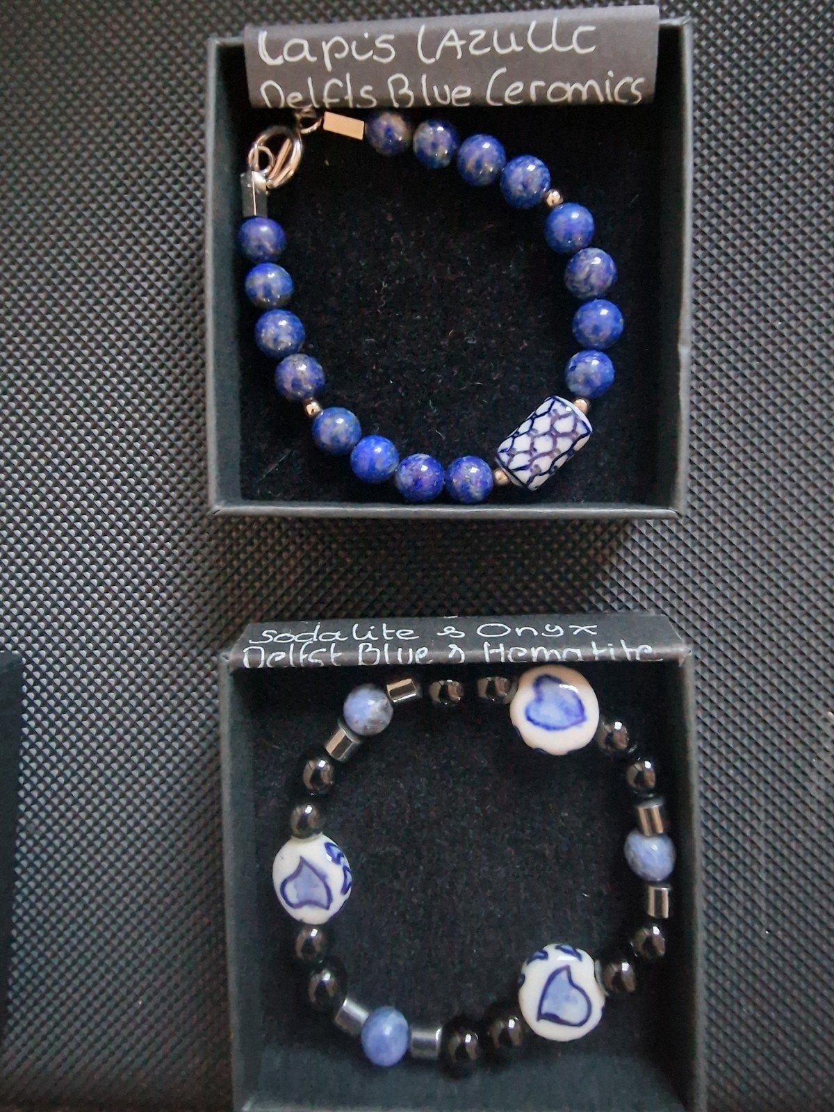 Lapis Lazuli en Sodalite Armbanden met Delfts Blauw, Overige materialen, Met bedels of kralen, Blauw, Ophalen of Verzenden