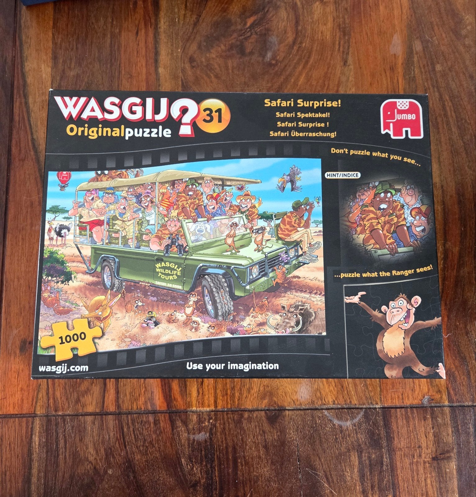 Jumbo Wasgij - Safari Surprise 1000 stukjes, Ophalen, 500 t/m 1500 stukjes, Zo goed als nieuw, Legpuzzel