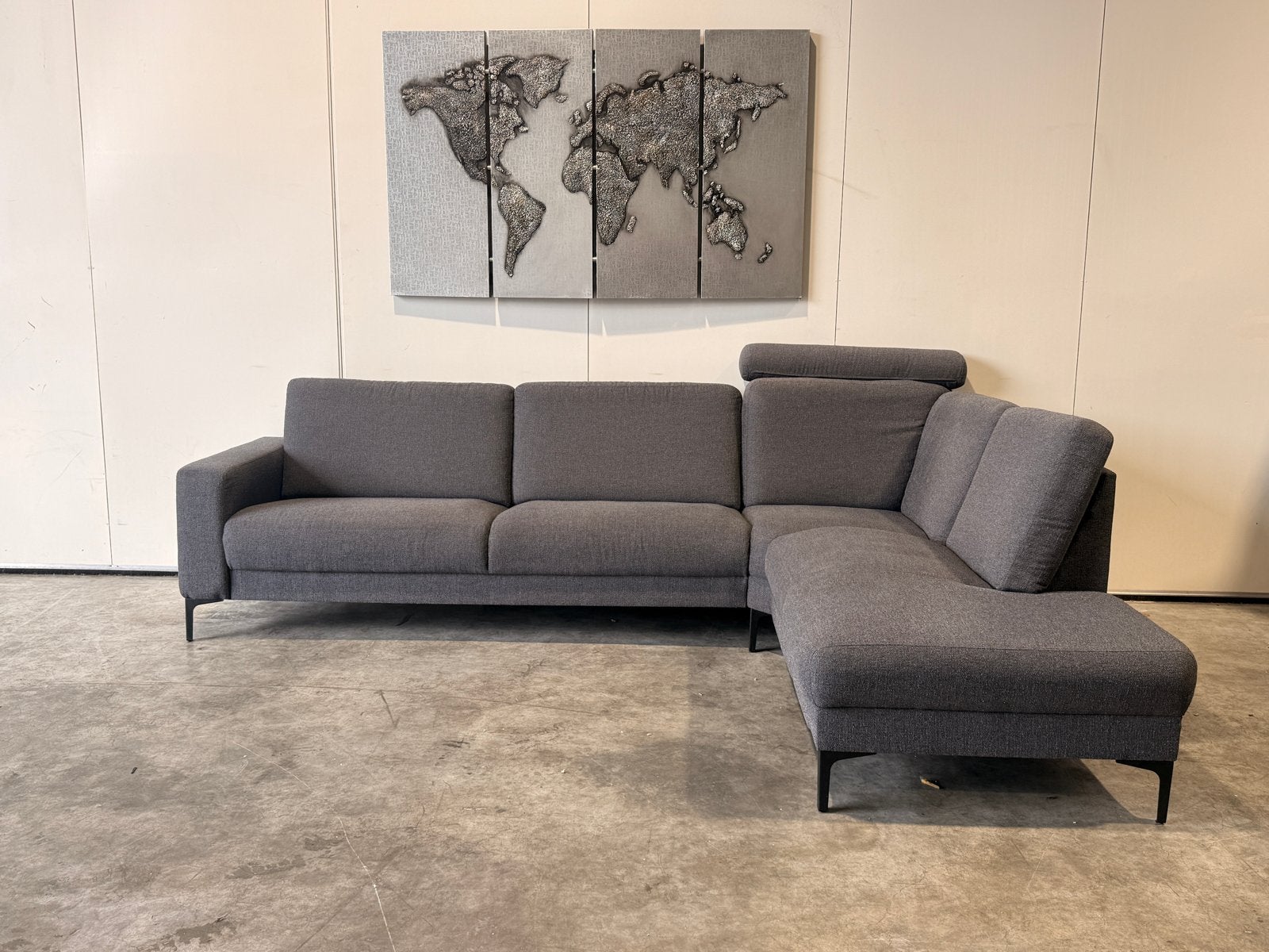 Mooie Luxe Hoekbank – Antraciet met Hoofdsteun, Hoekbank antraciet, 250 tot 300 cm, Hoekbank, Ophalen of Verzenden