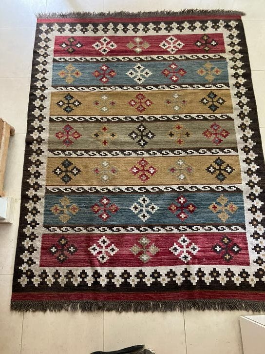 Kilim kelim groot vloertapijt 173 * 239cm, Beige, 200 cm of meer, Zo goed als nieuw, Rechthoekig