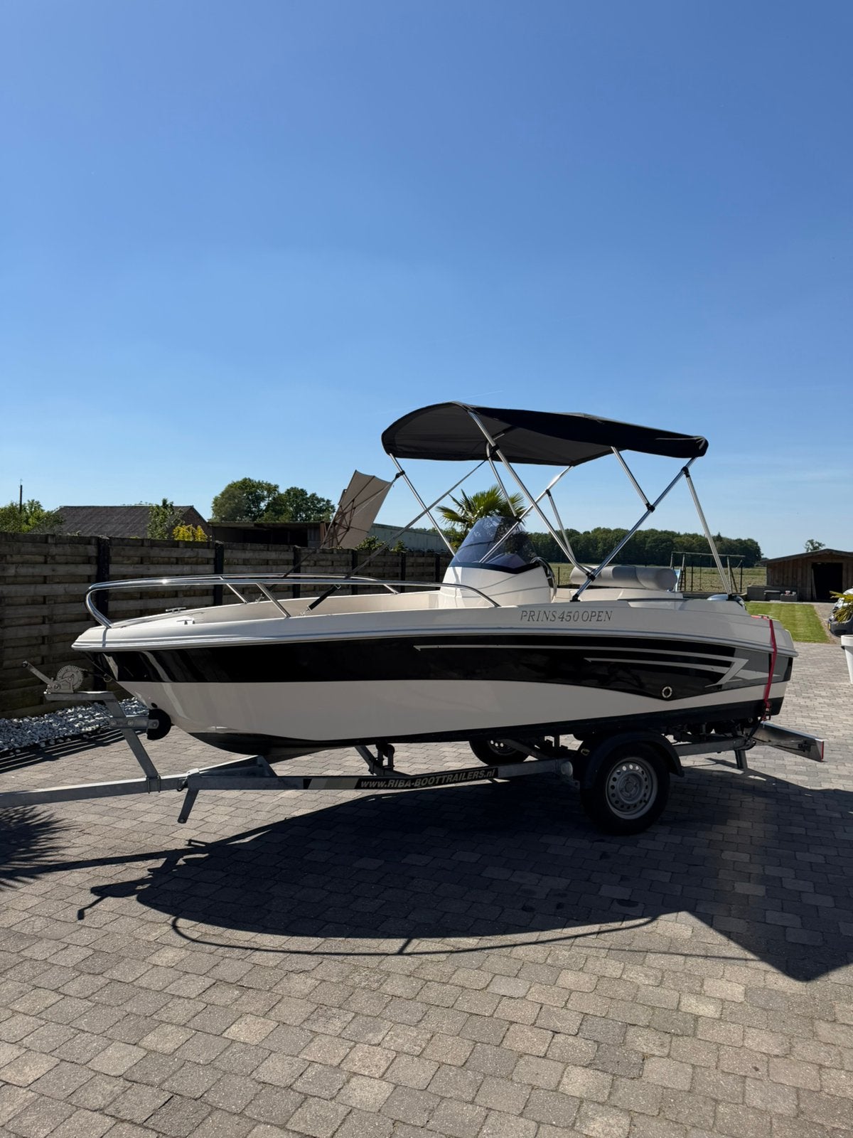 PRINS 450 Console Boot Nieuwe Yamaha 9,9pk Trailer & Biminit, Ophalen, Tot 10 pk, Binnenboordmotor, 10 pk