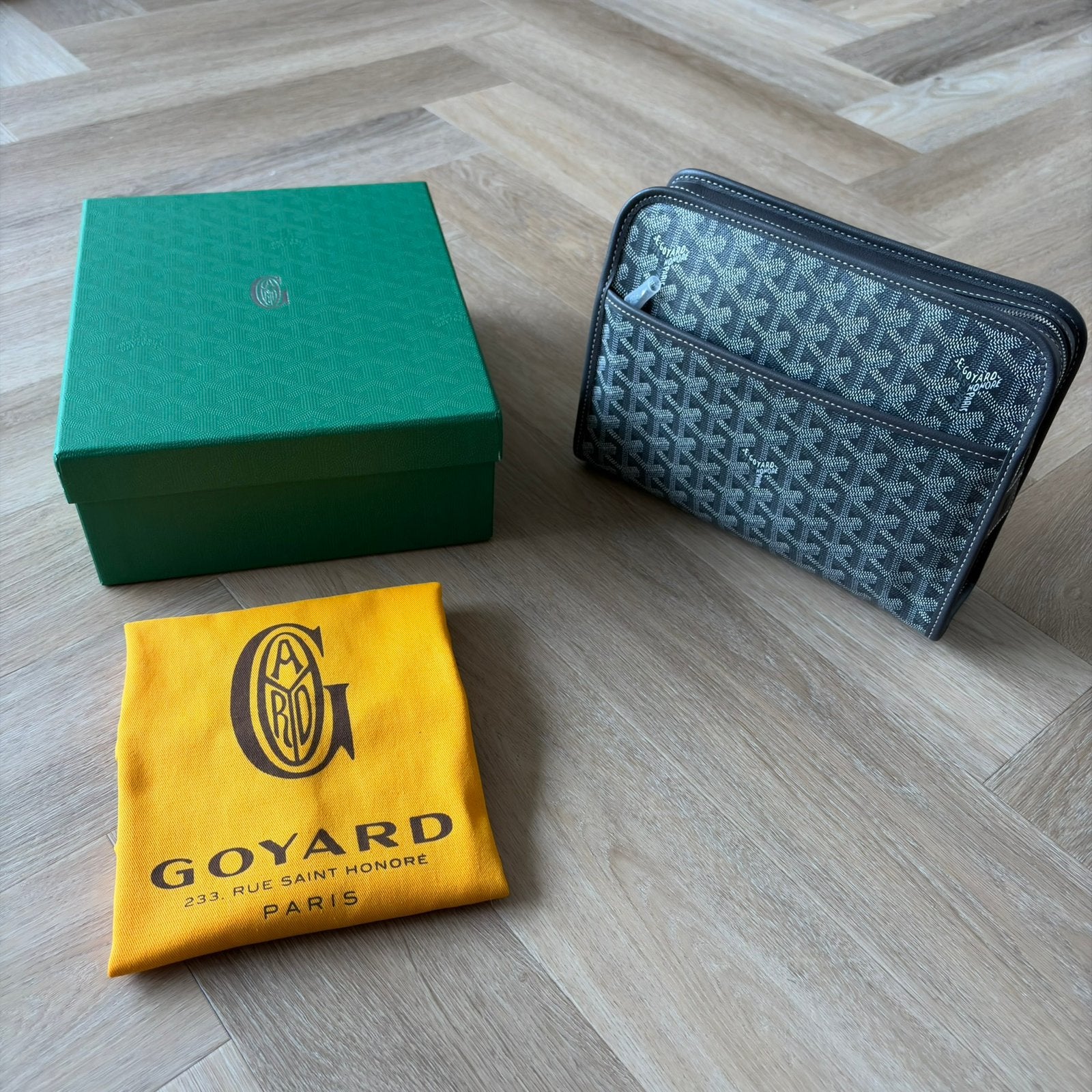 Goyard “Grey” Jouvence MM Pouch, Sieraden, Tassen en Uiterlijk, Ophalen of Verzenden, Zo goed als nieuw, Grijs, Heer of Dame