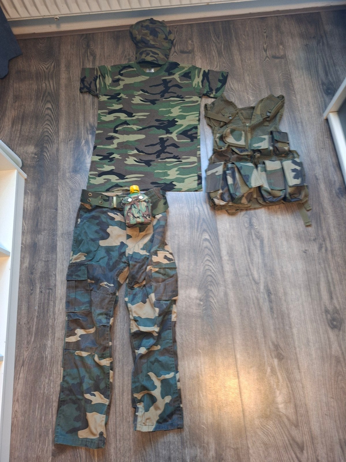 Militair camouflagepak voor kinderen - Maat 152, Gebruikt, Jongen of Meisje, Ophalen of Verzenden, Setje