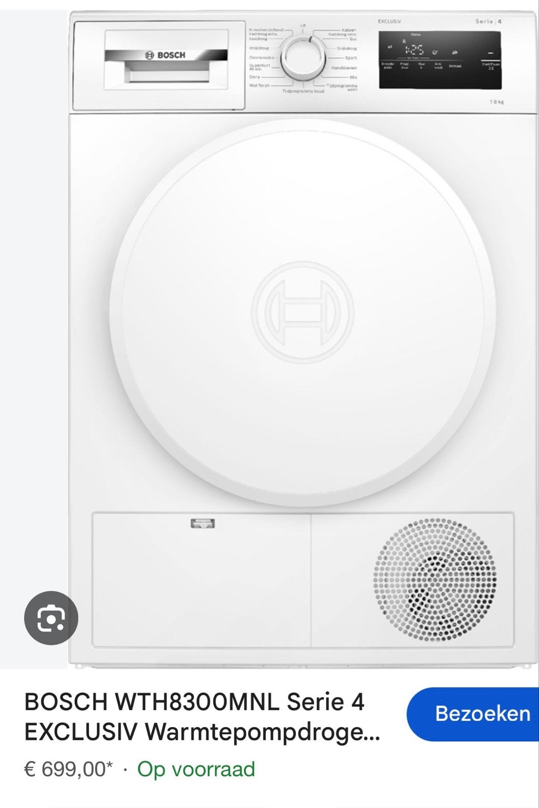 Bosch Serie 4 Warmtepompdroger 8 kg met 4 jaar garantie, Witgoed en Apparatuur, 6 tot 8 kg, Ophalen, Zo goed als nieuw, Overige typen