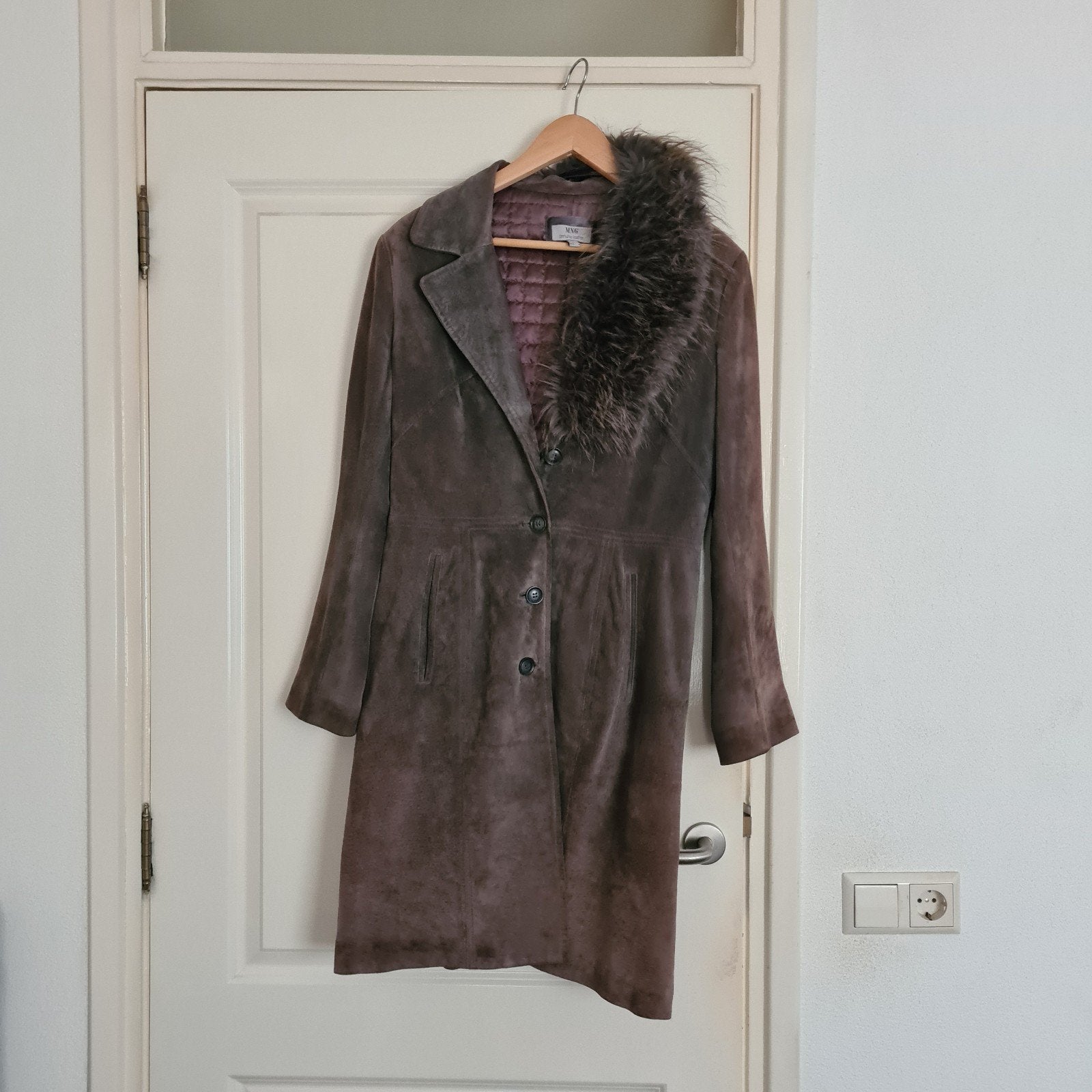 Suède leren jas half lang, Kleding | Dames, Ophalen, Zo goed als nieuw, Bruin
