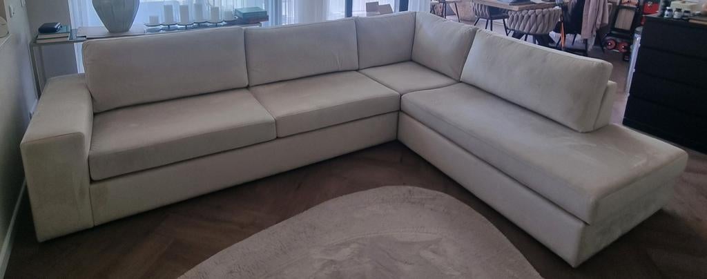 Moderne beige bankstel, nog geen 4 jaar oud, perfecte staat, Ophalen, 100 tot 125 cm, Hoekbank, 300 cm of meer