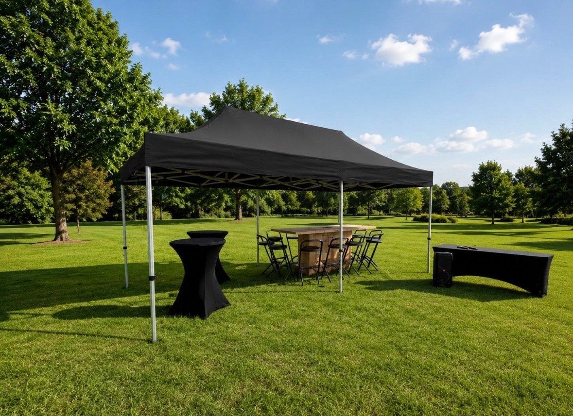 Partytent met vuurtafel en barkrukken te huur, Tuin en Terras, Ophalen, Opvouwbaar, Partytent, 2 meter of meer
