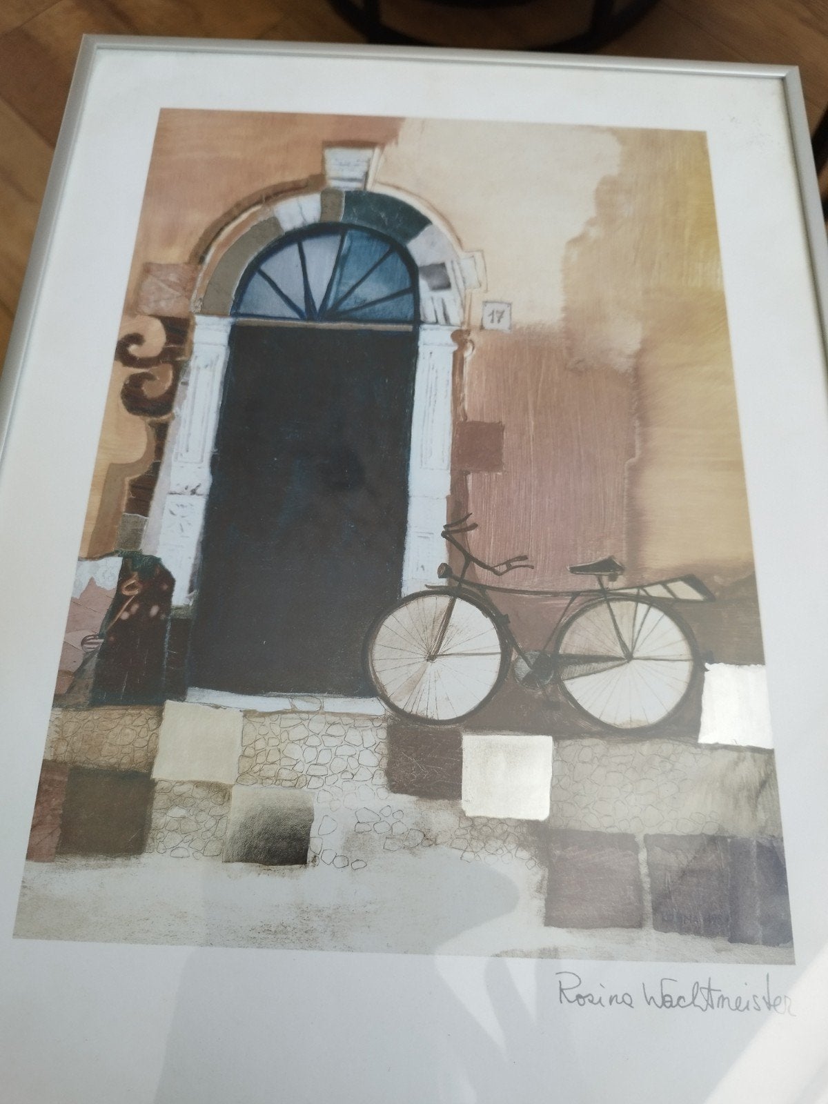 Rosina Wachtmeister fiets bij deur - Ingelijste print, Ophalen, Overig onderwerp, Print, Papier/karton