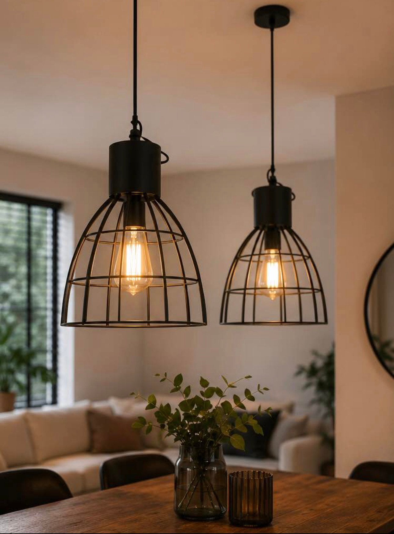 Industriële hang lampen - Set - Zwart, Ophalen, Zo goed als nieuw, Metaal
