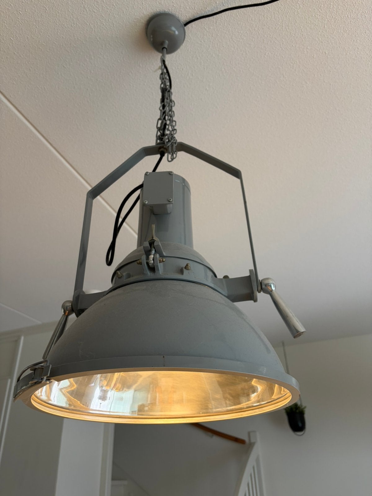 Industriële hanglampen 38cm, Ophalen, Gebruikt, E27 (groot), Metaal
