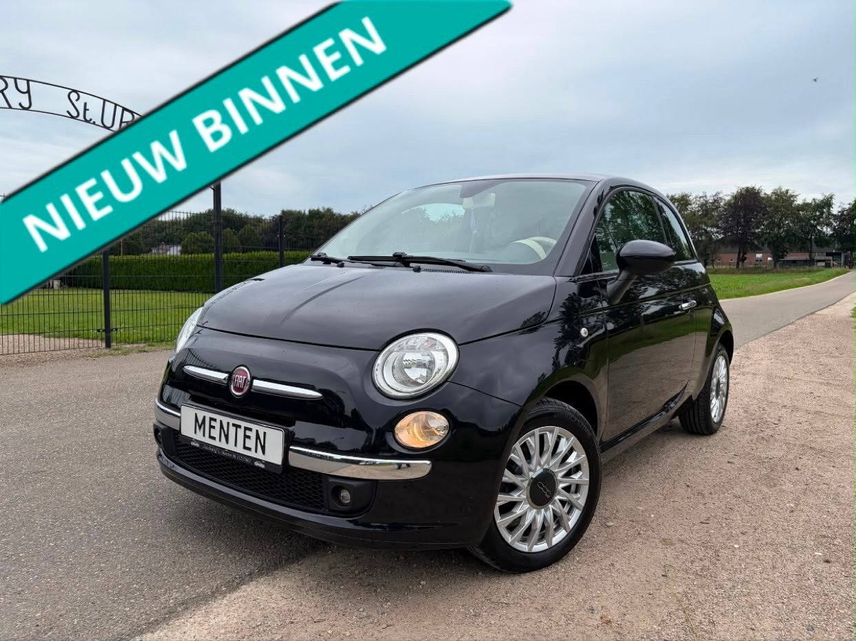 Fiat 500 1.2 lounge 2014 Zwart pano / airco, Voorwielaandrijving, Stof, 4 cilinders, 840 kg