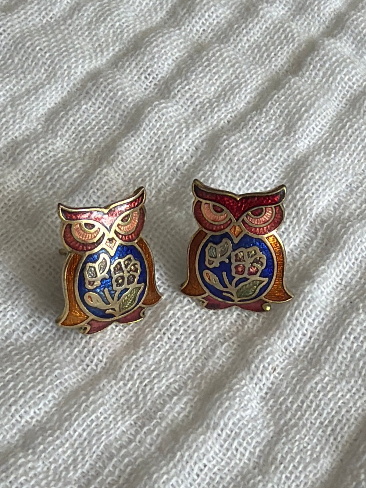 Vintage Uilen Oorbellen - Kleurrijk en Uniek, Overige materialen, Gebruikt, Overige kleuren, Ophalen of Verzenden