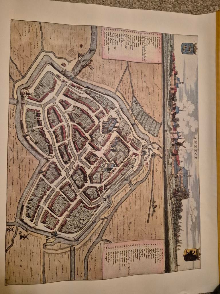 Plattegrond Sneek, IJlst, Sloten, Stavoren, Hindeloopen, etc, Gelezen, Ophalen of Verzenden, Landkaart, 1800 tot 2000